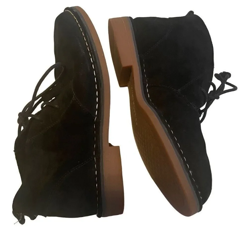 HUSH PUPPIES | black seude low tassel slip on booties 7.5